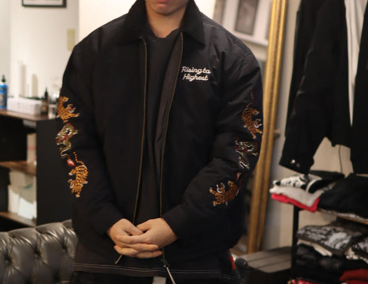 POWER TO THE PEOPLE 虎龍刺繍キルティングジャケット ブラック