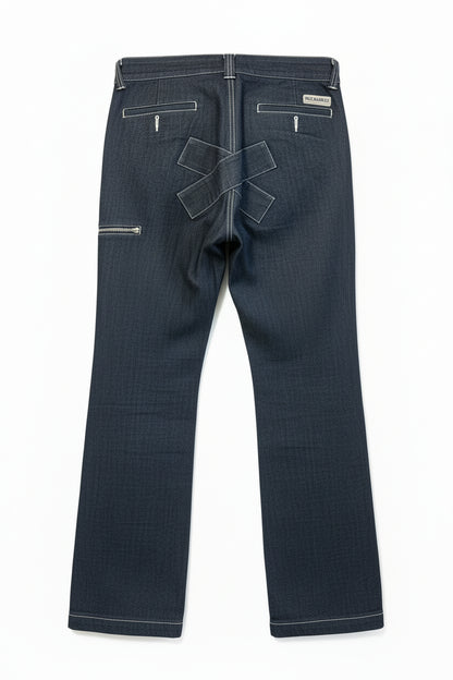 (USED)MXMXM 刺繍 ストレート デニムパンツ スケボー 体操 インディゴ 32 L