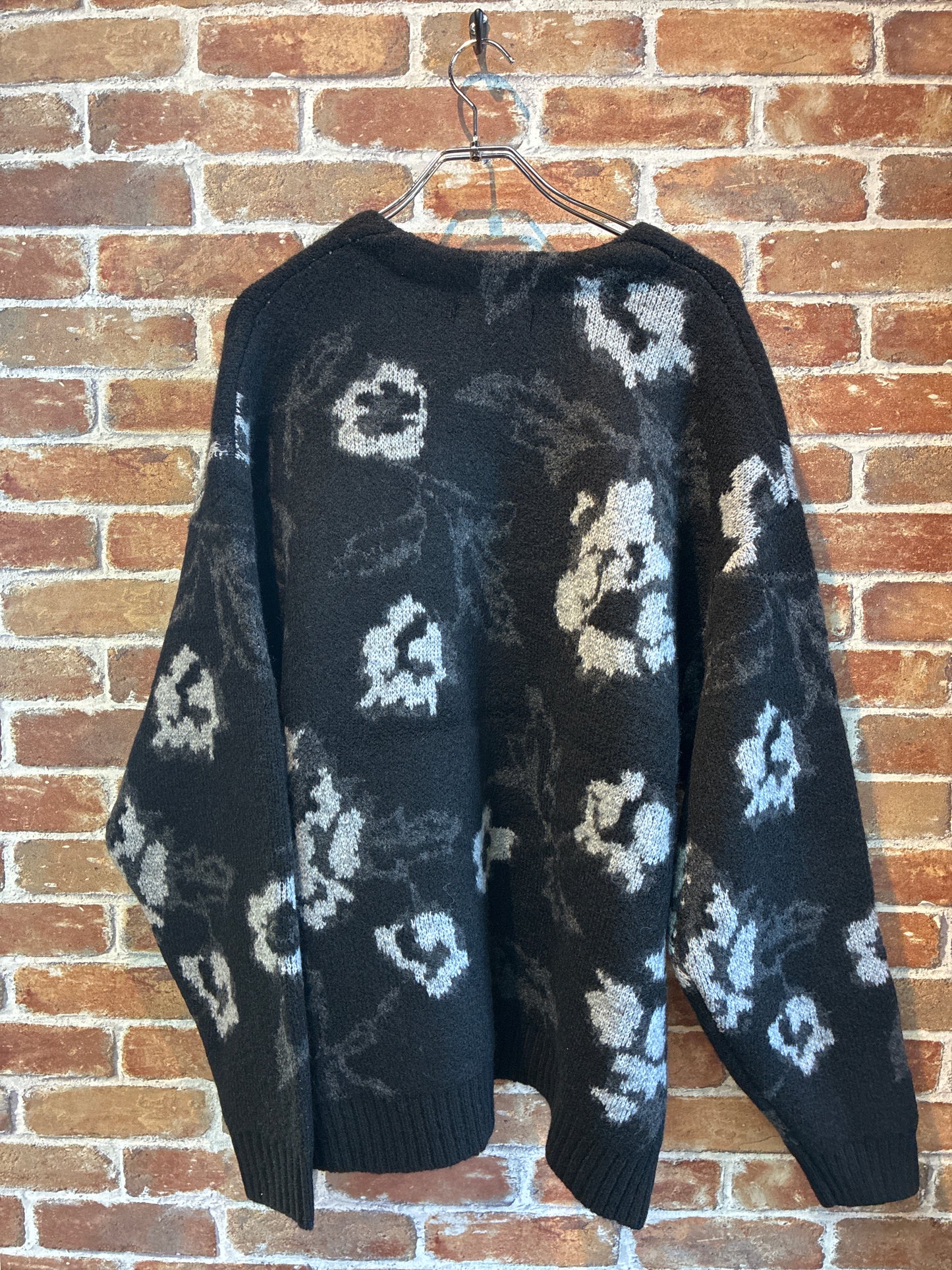 Many men many minds　モヘアタッチ総柄ニットカーディガン