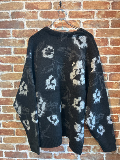 Many men many minds　モヘアタッチ総柄ニットカーディガン