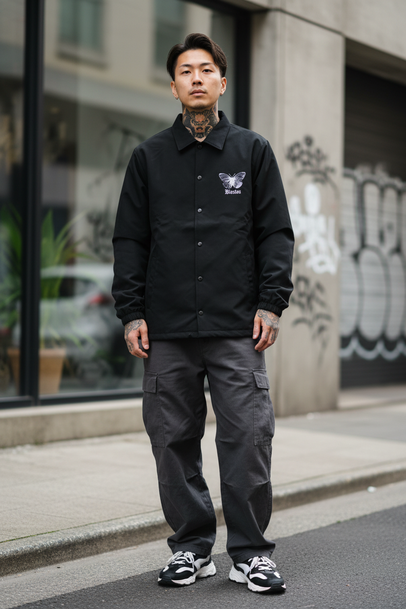 首にタトゥーのある日本人モデル