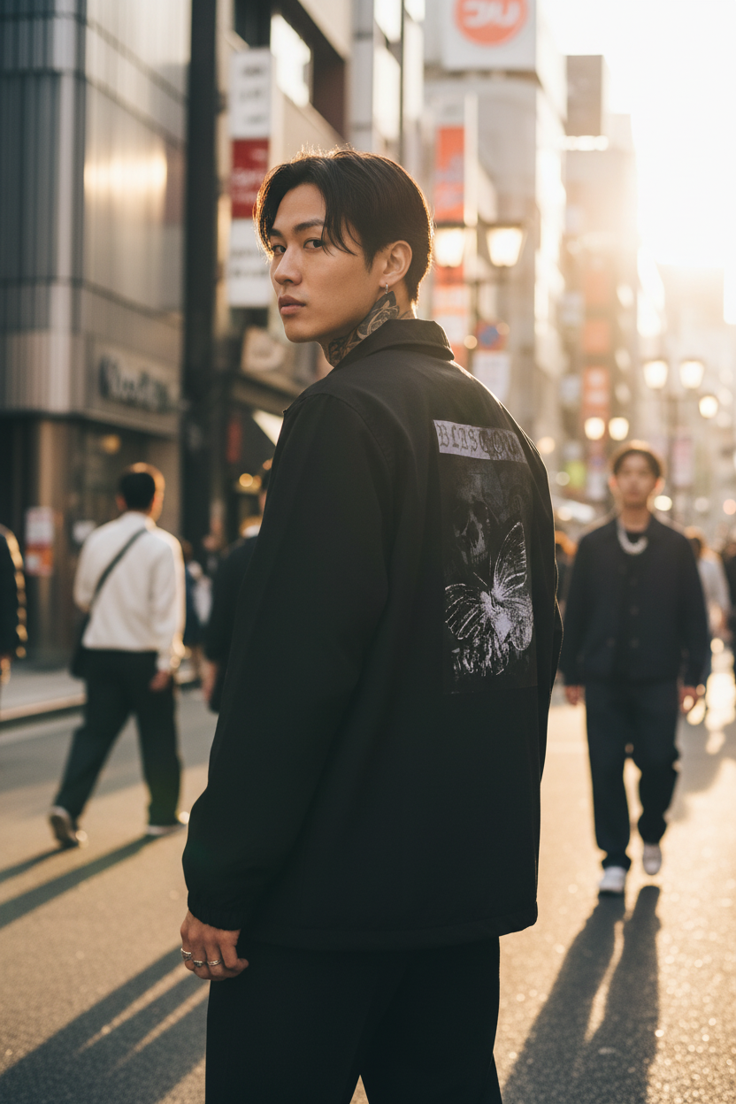 東京の街でのバックプリント