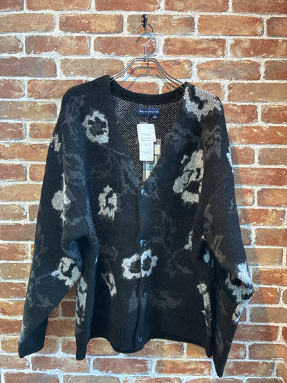 Many men many minds　モヘアタッチ総柄ニットカーディガン
