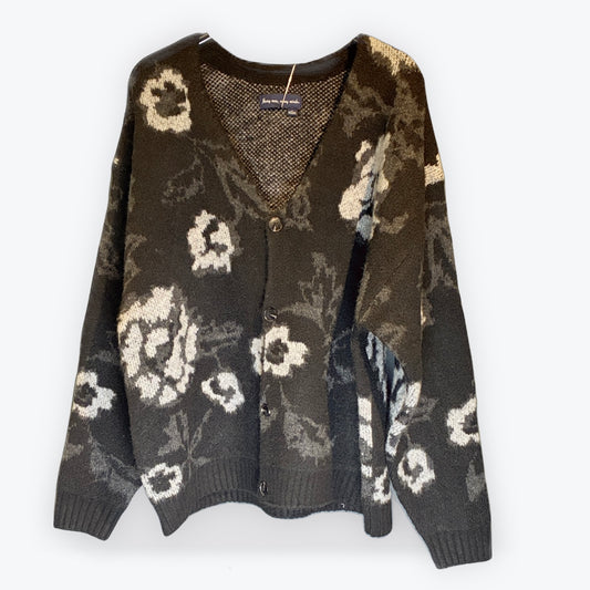 Many men many minds　モヘアタッチ総柄ニットカーディガン