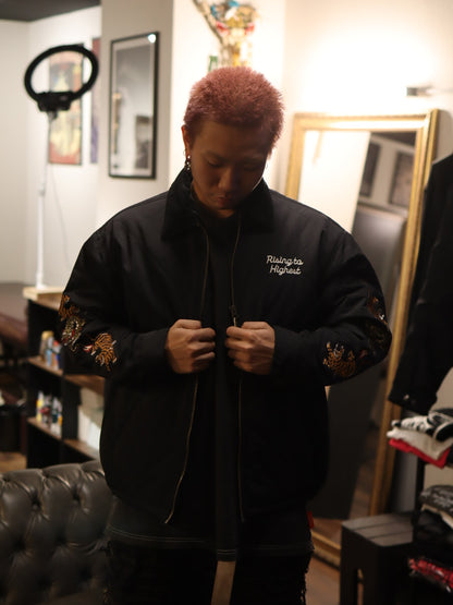 POWER TO THE PEOPLE　虎龍刺繍キルティングジャケット　ブラック