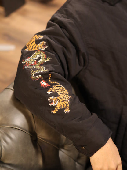 POWER TO THE PEOPLE　虎龍刺繍キルティングジャケット　ブラック